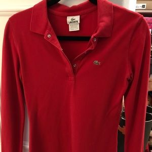 Red Lacoste women’s long sleeve polo